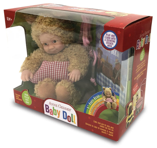 Anne Geddes Ursulet 23 cm cu mini-carte cu stickere si punga mica de panza