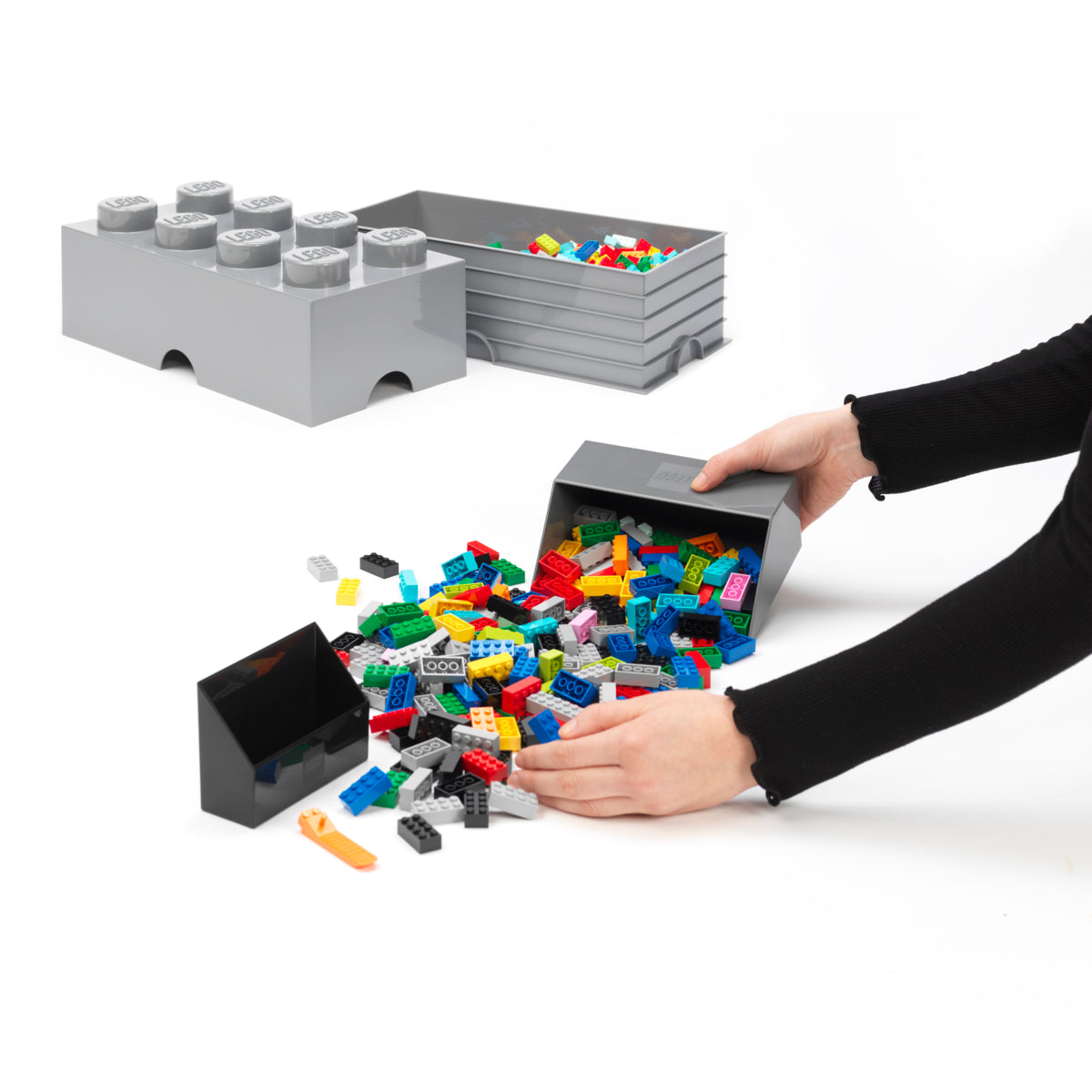 Set adunat caramizi LEGO, 2 piese - Gri/Negru