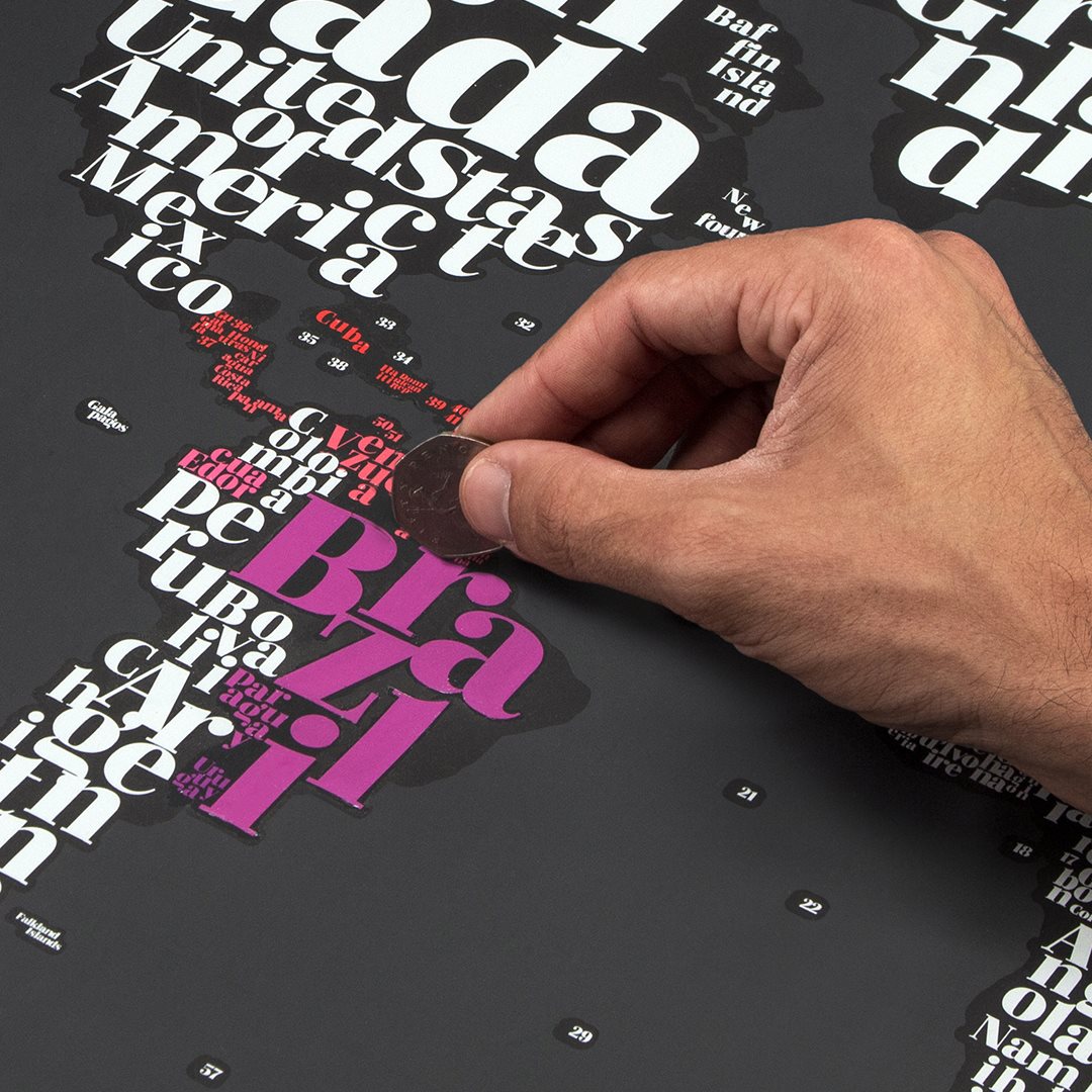 Scratch Map - Harta lumii razuibila 82x60 cm - Typo