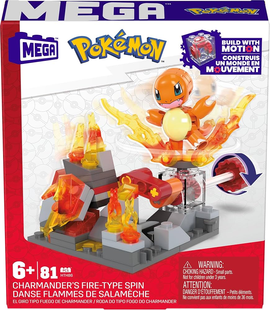 Mega Bloks Pokemon Builder Charmanders Fire-type Spin