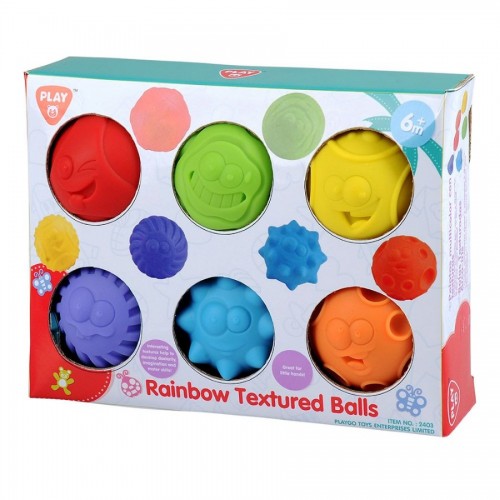 Rainbow Textured Balls - 6 Pcs. - Mingi Senzoriale - 6 Buc.