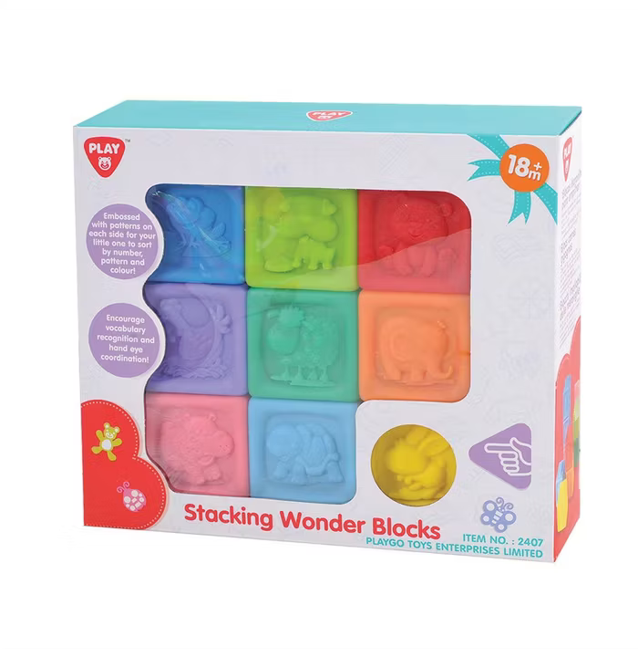 Stacking Wonder Blocks 9 Pcs. - Cuburi Moi Senzoriale - 9 Buc.