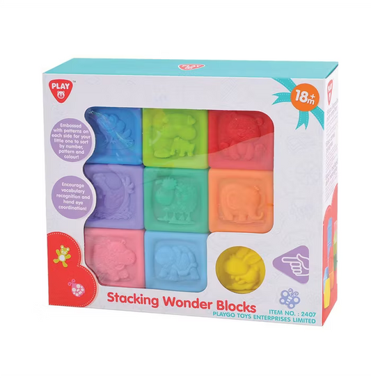 Stacking Wonder Blocks 9 Pcs. - Cuburi Moi Senzoriale - 9 Buc.