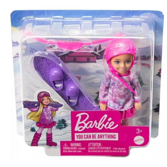 Mattel  Papusa Barbie, Chelsea cu snowboard, aventuri de iarna