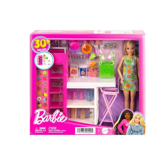Mattel  Set papusa Barbie si accesorii de bucatarie, 30 piese