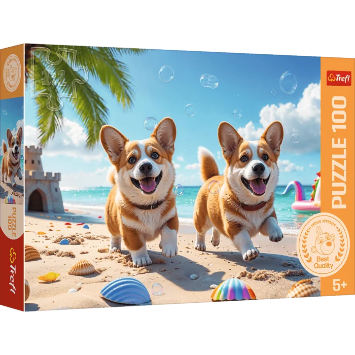 Puzzle 100 piese - Catelusii Corgi / 10