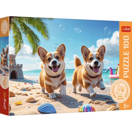Puzzle 100 piese - Catelusii Corgi / 10