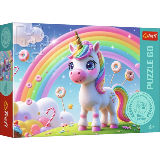 Puzzle 60 piese - Unicorn curcubeu