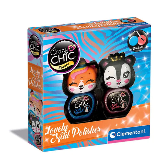 Crazy Chic - Set 2 Lacuri De Unghii Cu Animalute (Albastru+Roz) / 12
