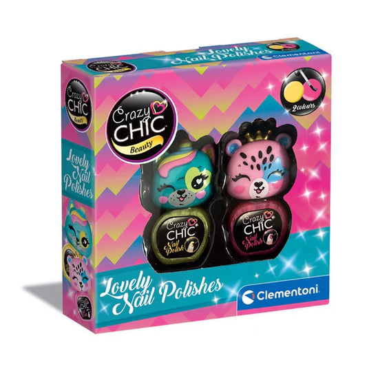 Crazy Chic - Set 2 Lacuri De Unghii Cu Animalute (Verde+Roz) / 12