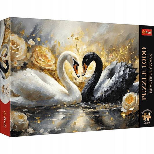 Puzzle 1000 piese - Premium Plus with poster - Beautiful Swans