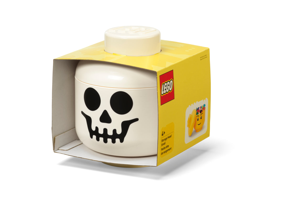 Cutie Depozitare Mica (S) Cap Minifigurina LEGO (16x18,5cm) - Schelet Alb