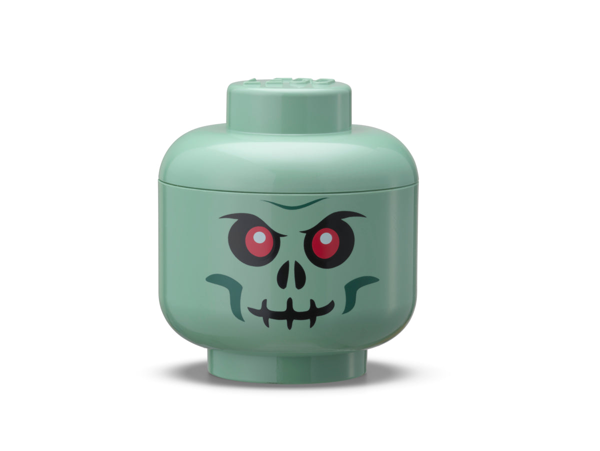 Mini Cutie Depozitare Cap Minifigurina LEGO (10,2x11,5cm) - Schelet Verde
