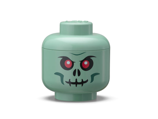 Mini Cutie Depozitare Cap Minifigurina LEGO (10,2x11,5cm) - Schelet Verde
