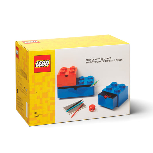 Set 3 Sertare de Birou LEGO - Albastru & Rosu
