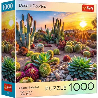 Puzzle 1000 piese Square Box with poster - Desert Flowers
