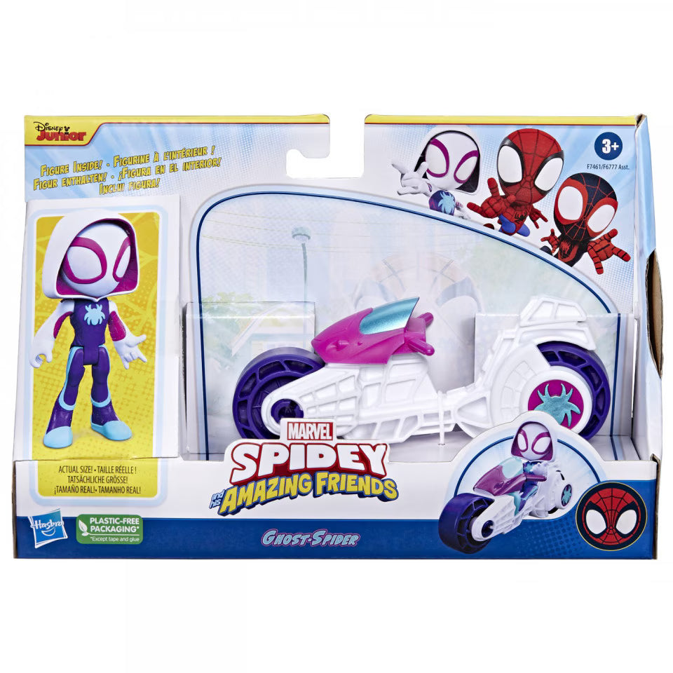 Spidey Prietenii Extraordinari - Set Motocicleta Si Figurina Ghost Spider 10 Cm