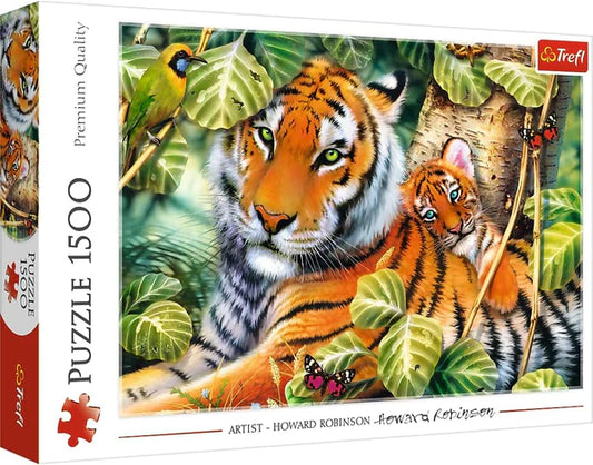 Puzzle 1500 piese - Tigri Bengalezi in padurea tropicala / 6