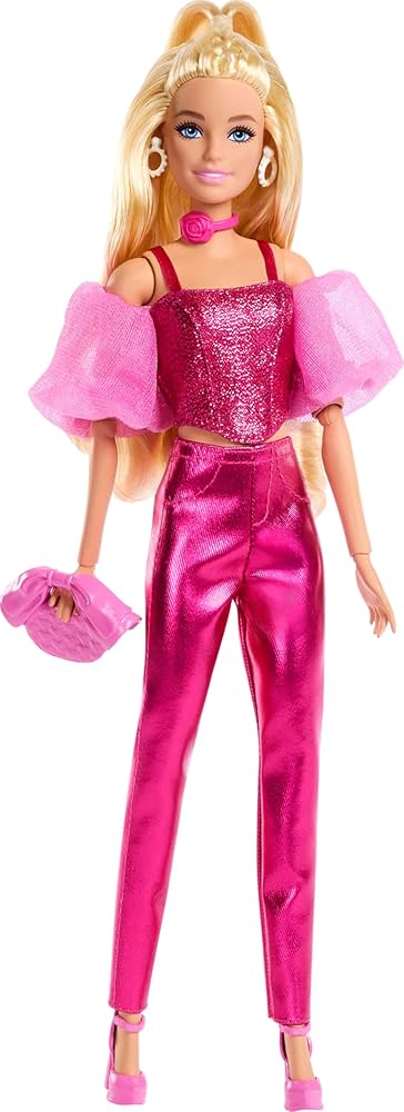 Papusa Barbie Deluxe Style #5 - Metallic Outfit tinuta roz / 2