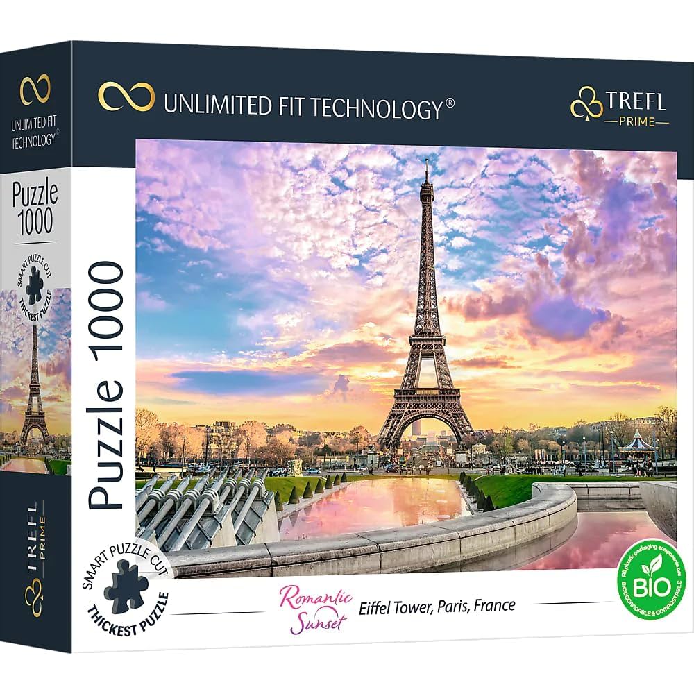 Puzzle UFT 1000 piese - Romantic Sunset: Eiffel Tower, Paris, France