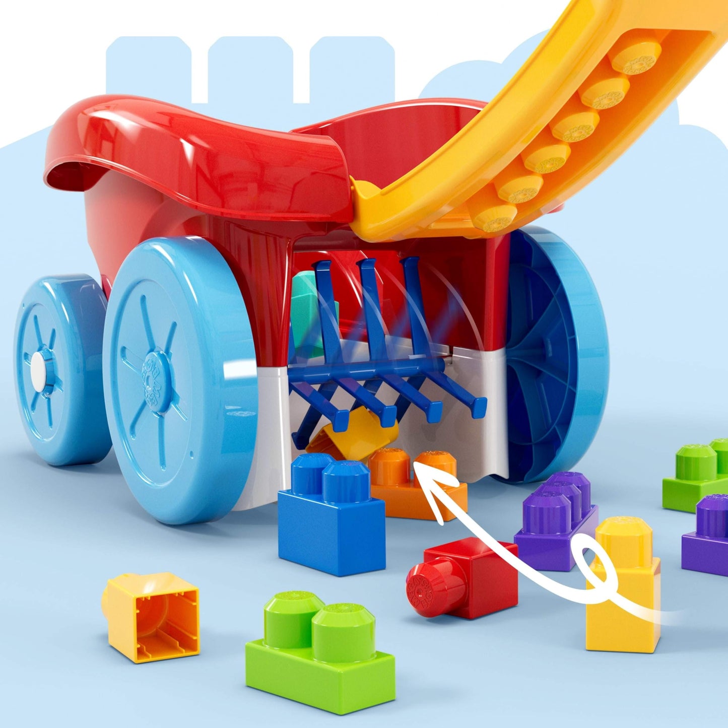 Mega Bloks First Builders Set constructor cu carucior de tras