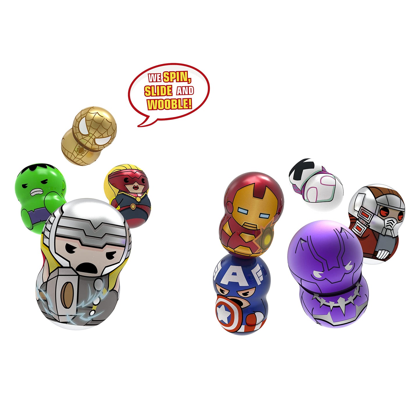 Set 3 Figurine Wooblies Marvel - Magnetic Power, cu lansator / 24