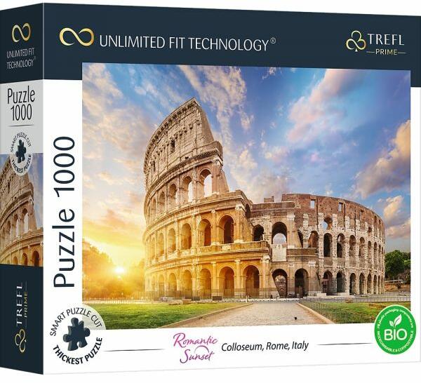 Puzzle UFT 1000 piese - Romantic Sunset: Colloseum, Rome, Italy