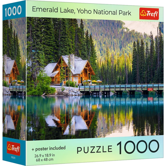 Puzzle 1000 piese Square Box with poster - Emerald Lake, Yoho National Park
