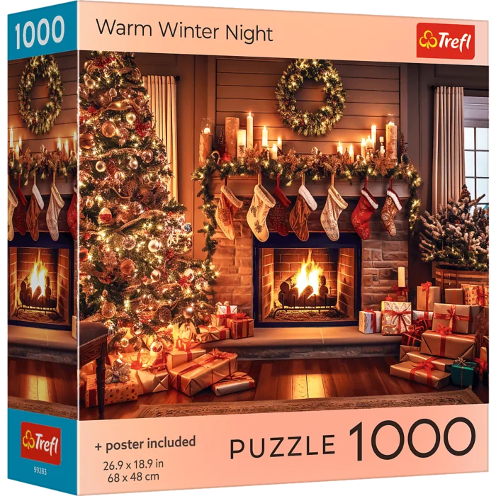 Puzzle 1000 piese Square Box with poster - Warm Winter Night