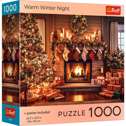 Puzzle 1000 piese Square Box with poster - Warm Winter Night