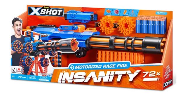 X-Shot - Mitraliera Insanity cu trepied, 72 darts / 2