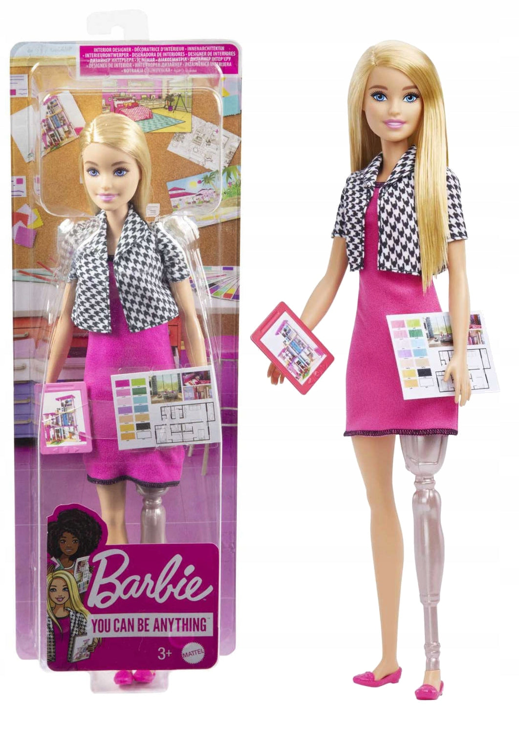 Papusa Barbie Interior Designer cu proteza de picior, 30 cm / 6