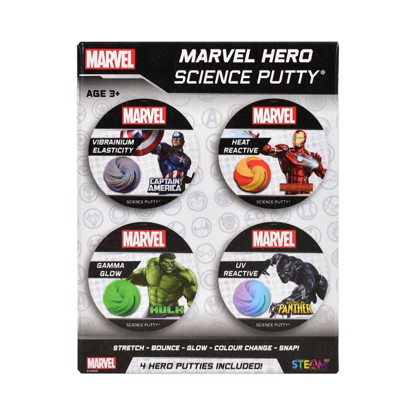 Plastilina inteligenta Marvel Hero Science Putty - set 4 cutii
