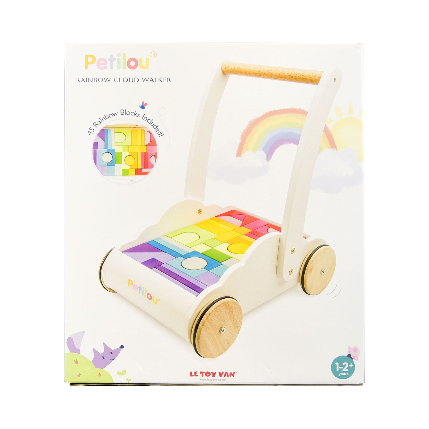 Premargator Rainbow Cloud Walker cu 45 caramizi colorate din lemn
