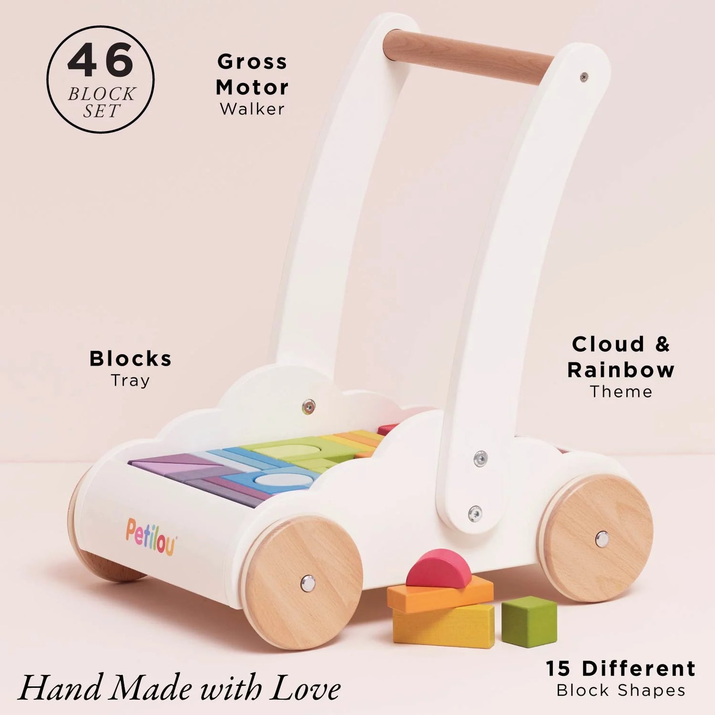 Premargator Rainbow Cloud Walker cu 45 caramizi colorate din lemn