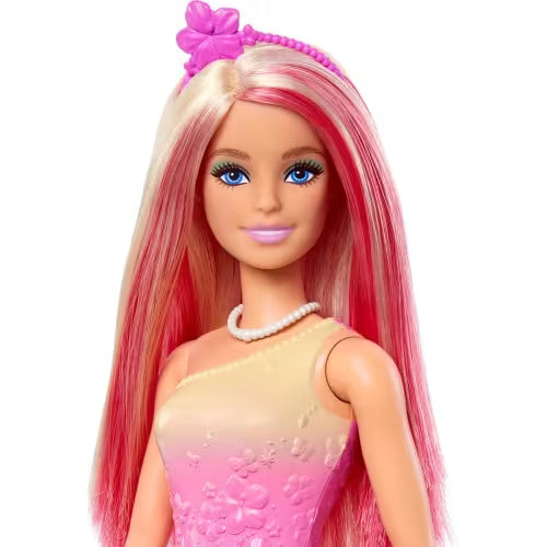 Papusa printesa Barbie par blond cu suvite roz