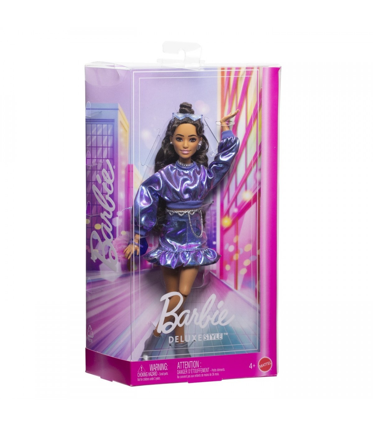 Papusa Barbie Deluxe Style #7 - Metallic Outfit rochie albastra / 2