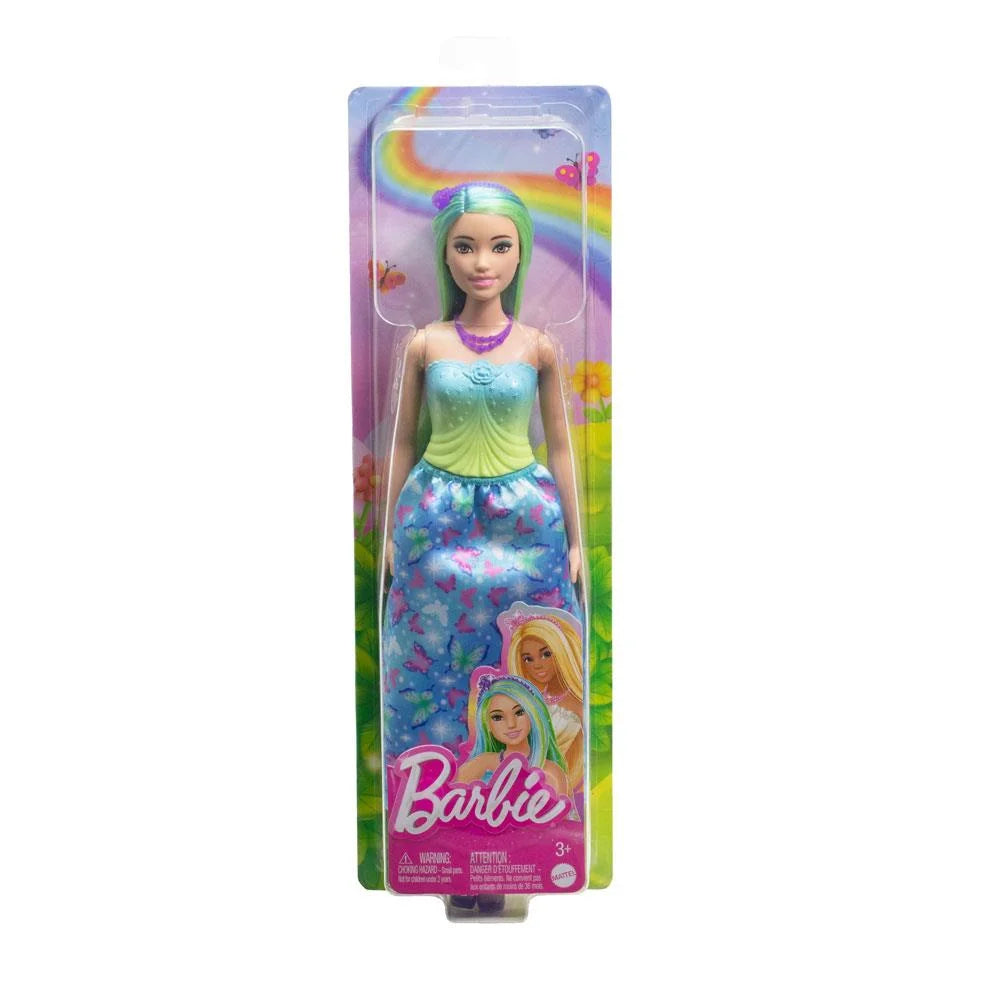 Papusa printesa Barbie par albastru cu suvite verzi