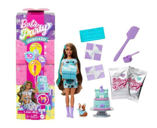Papusa Barbie Party Unboxed, Pet Birthday, bruneta / 3