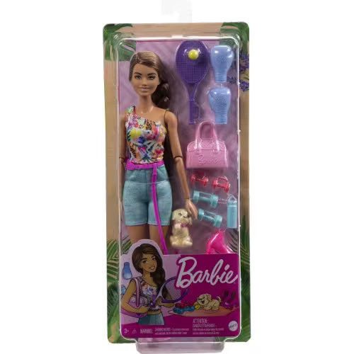 Papusa Barbie sportiva cu catelus