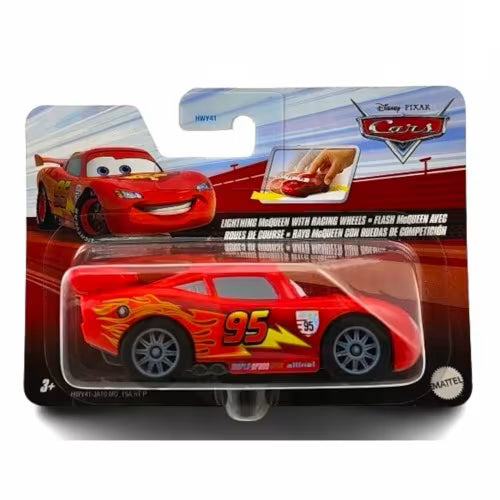 Cars Masinuta Cu Sistem Pullback Fulger Mcqueen with Racing Wheels 1:43