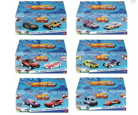 Set 2 masinute metalice Hot Wheels Pull Back, 1:43, asst. / 6