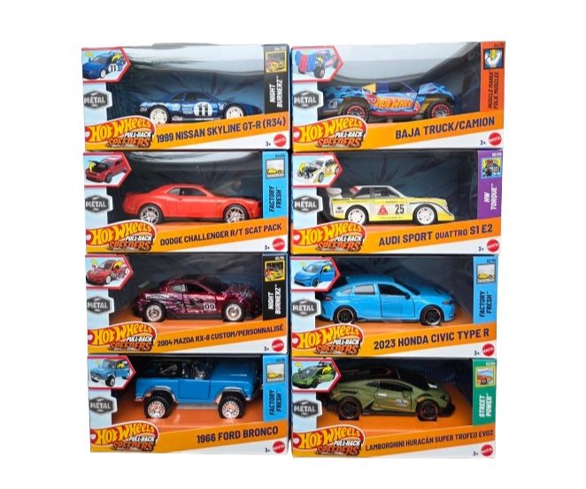 Set 2 masinute metalice Hot Wheels Pull Back, 1:43, asst.