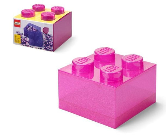 Cutie de depozitare LEGO 4 cu capac roz transparent, 25x18x25 cm / 6