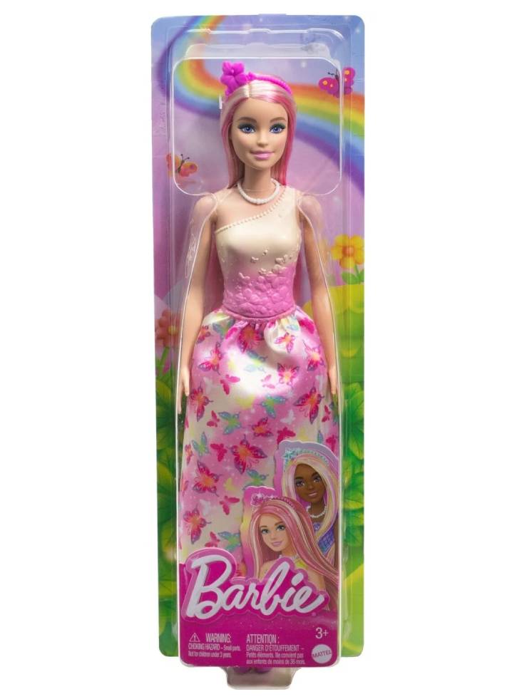Papusa printesa Barbie par blond cu suvite roz