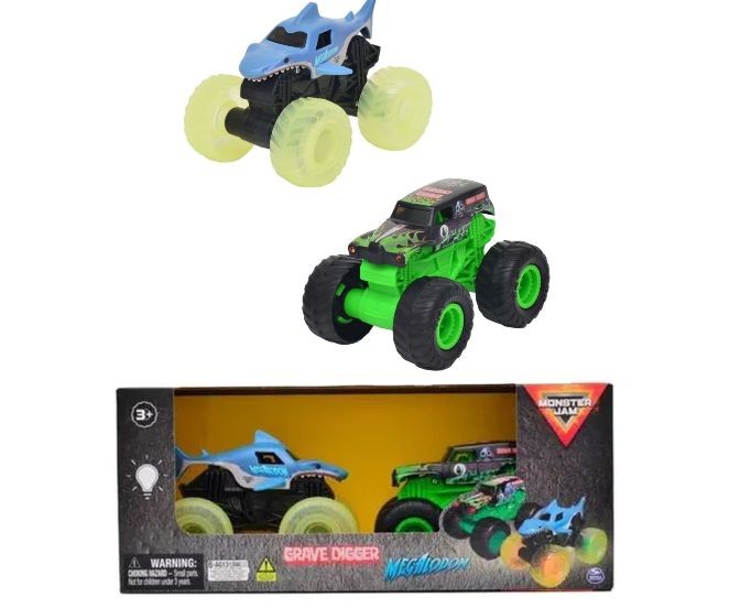 Set 2 masinute Monster Jam 1:43 - Grave Digger & Megalodon