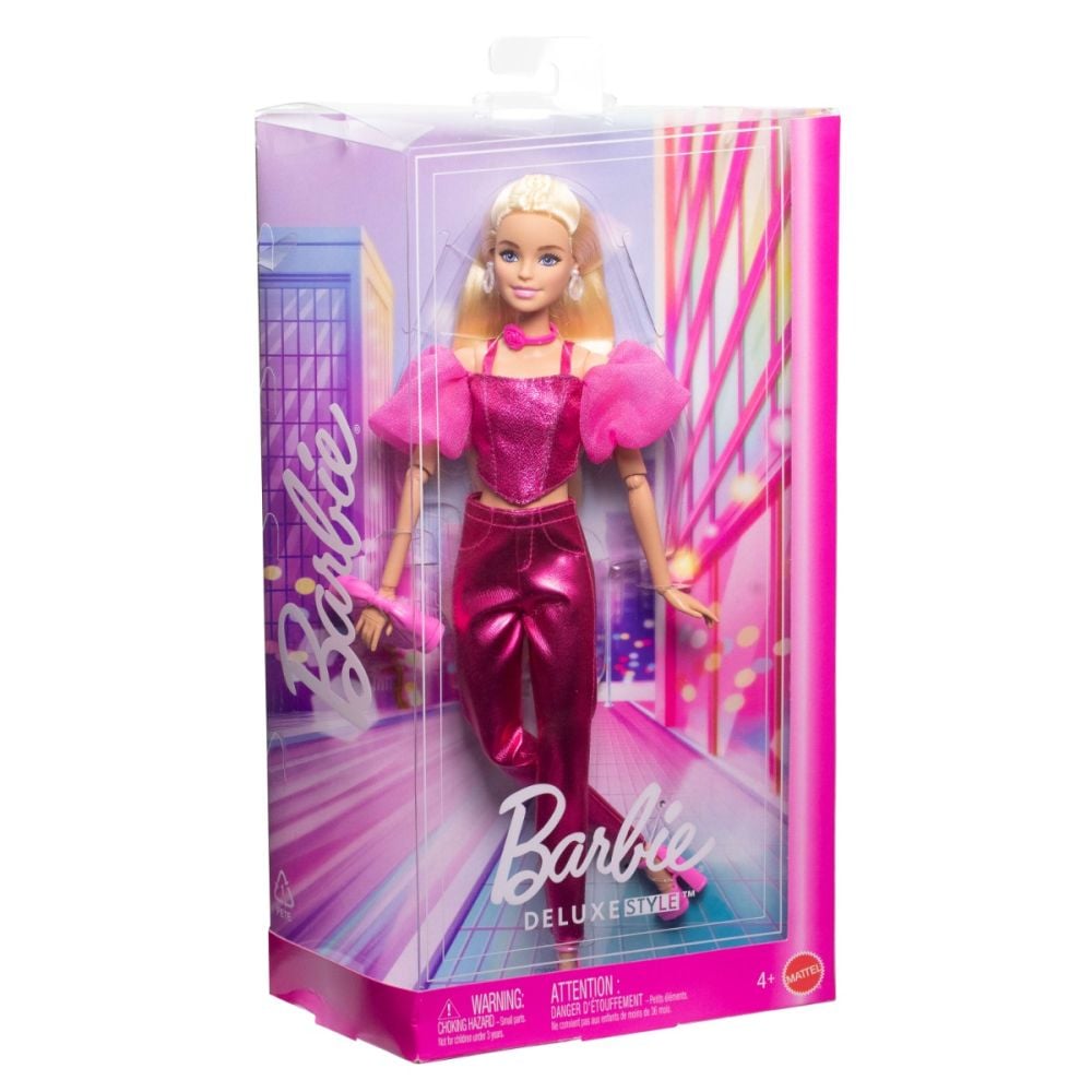 Papusa Barbie Deluxe Style #5 - Metallic Outfit tinuta roz / 2