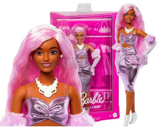 Papusa Barbie Deluxe Style - Metallic Outfit cu par roz / 2