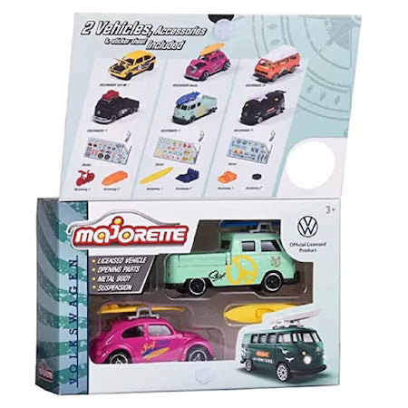 Majorette Set 2 masinute Volkswagen - VW Beetle & VW T1