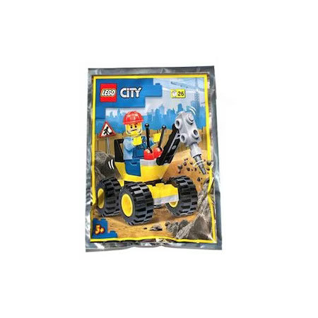 Lego City - Minifigurina Muncitor cu utilaj de forat